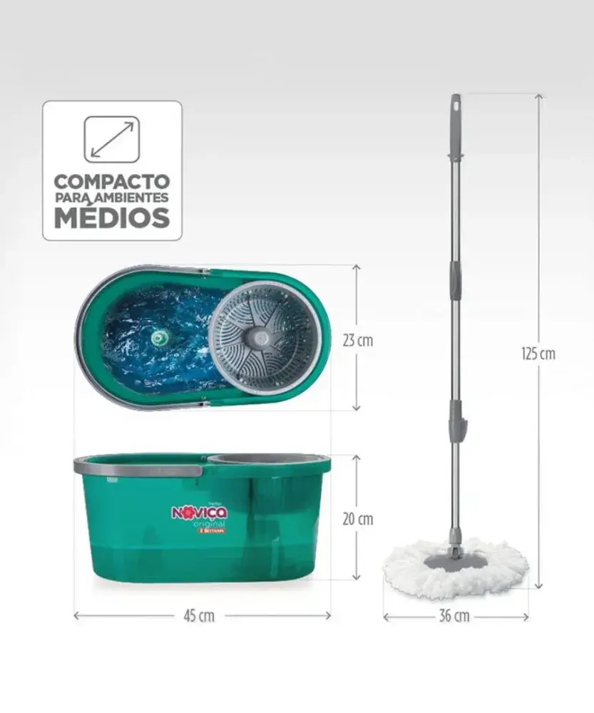 Mop giratório original antirespingos 23CM 13L noviça Bettanin — fotografia 6