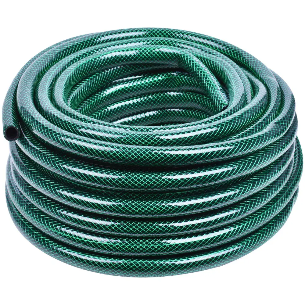 Mangueira flex em pvc verde 15M com suporte mural Tramontina — fotografia 3
