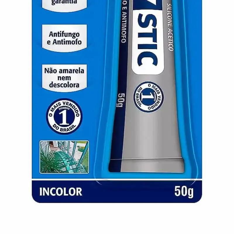 Silicone incolor acético bisnaga 50G para vidro e alumínio ZK110 Pulvitec — fotografia 3
