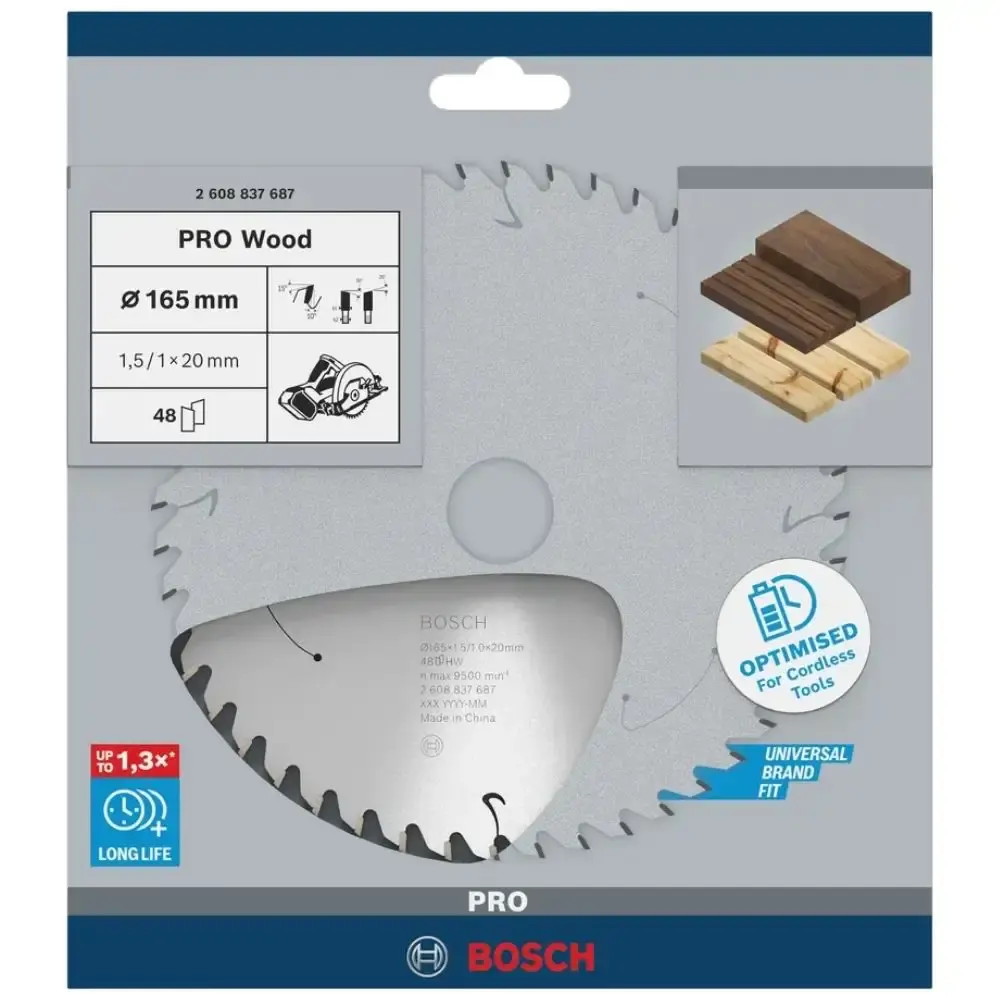 Disco de serra circular PRO wood cordless 165X20MM 48 dentes Bosch — fotografia 3
