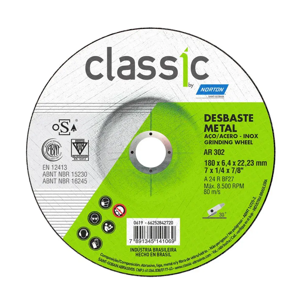 Disco de desbaste classic BDA600 180X6,4X22,23MM Norton