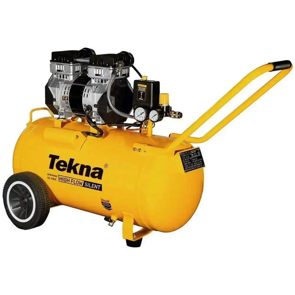 Compressor De Ar 2,5 hp 50 Litros Silencioso 9,1 Pés Isento de Óleo 1012303 110V TEKNA