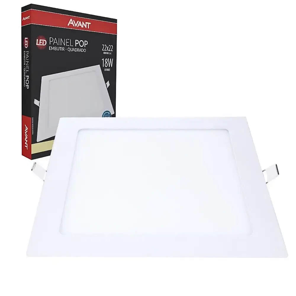 Painel Led Plafon Embutir 18W 4000K Neutro 22x22 cm AVANT