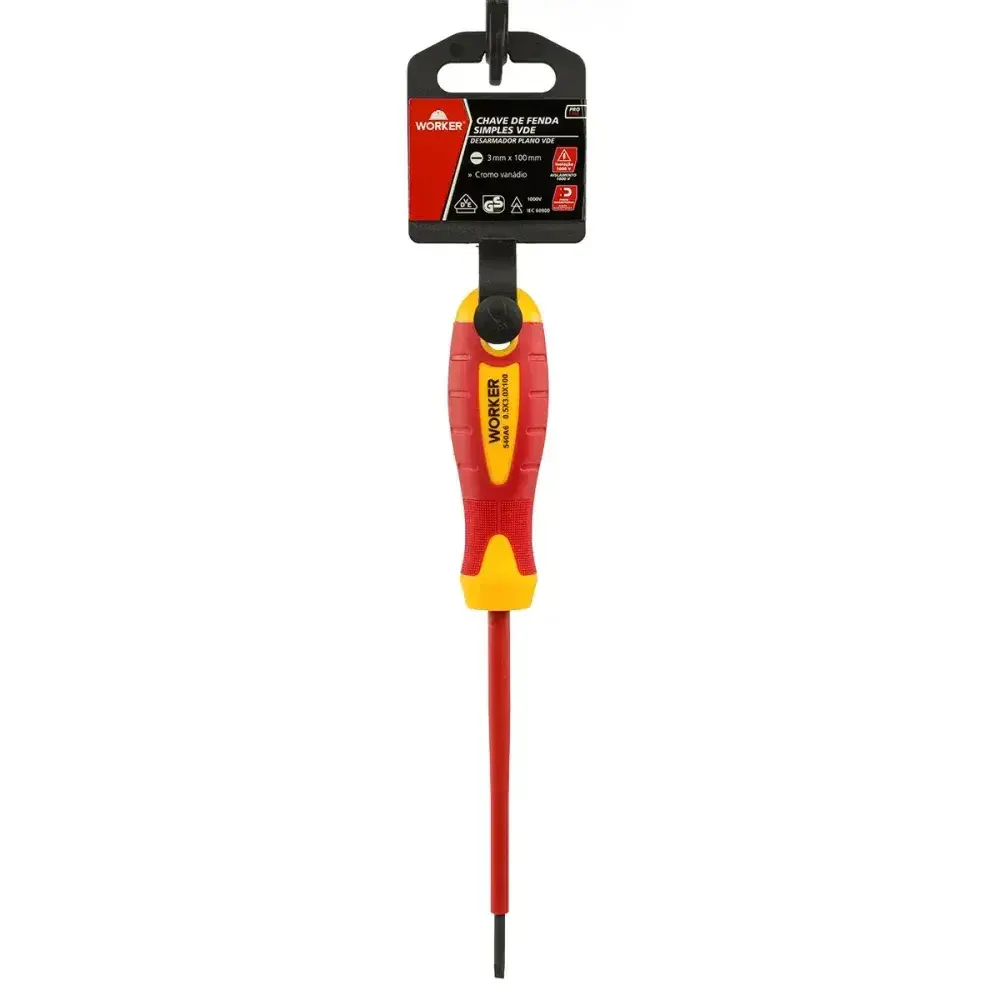 Chave de fenda simples em cromo vanádio 3X100MM Worker — fotografia 5