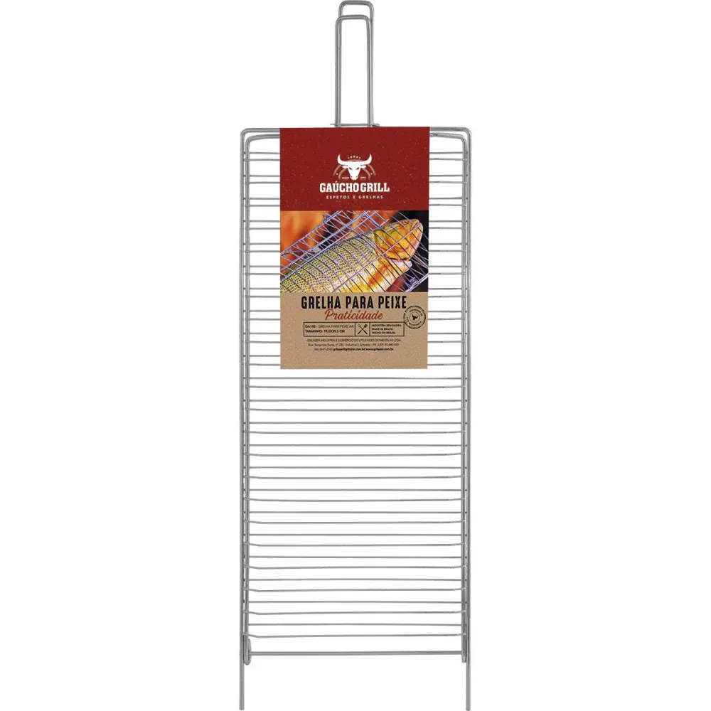 Grelha para peixe com trava cromado 18X33CM Grilazer
