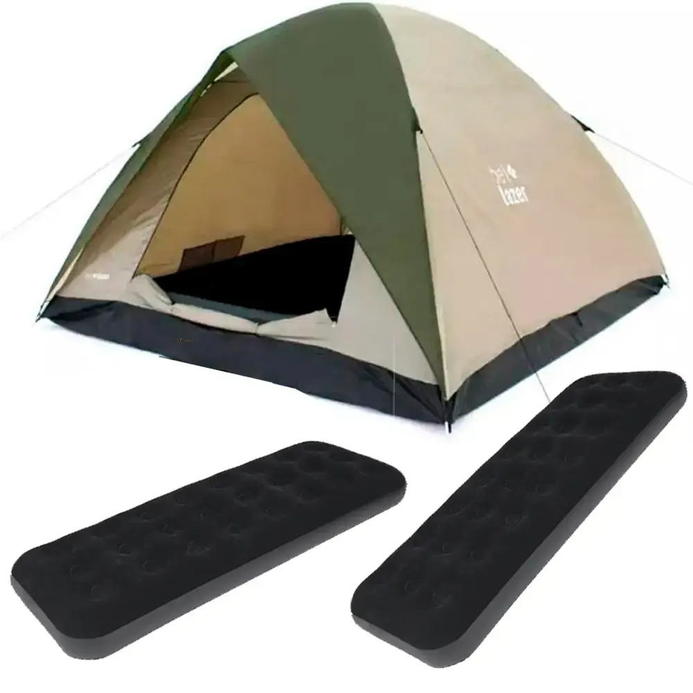 Kit barraca camping araguaia para 6 pessoas + 2 colchões infláveis de solteiro