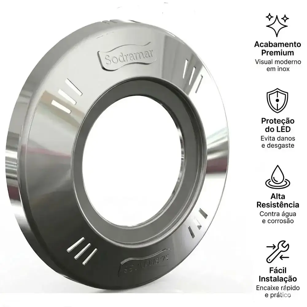 Aro inox para LED SMD 5W e 9W 011737 Sodramar — fotografia 3