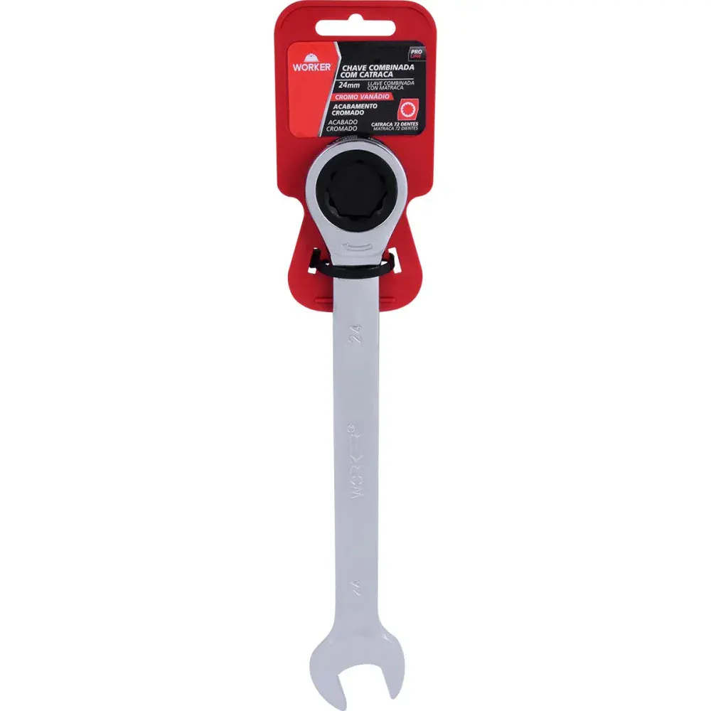 Chave combinada com catraca cromo vanádio 24MM Worker — fotografia 6