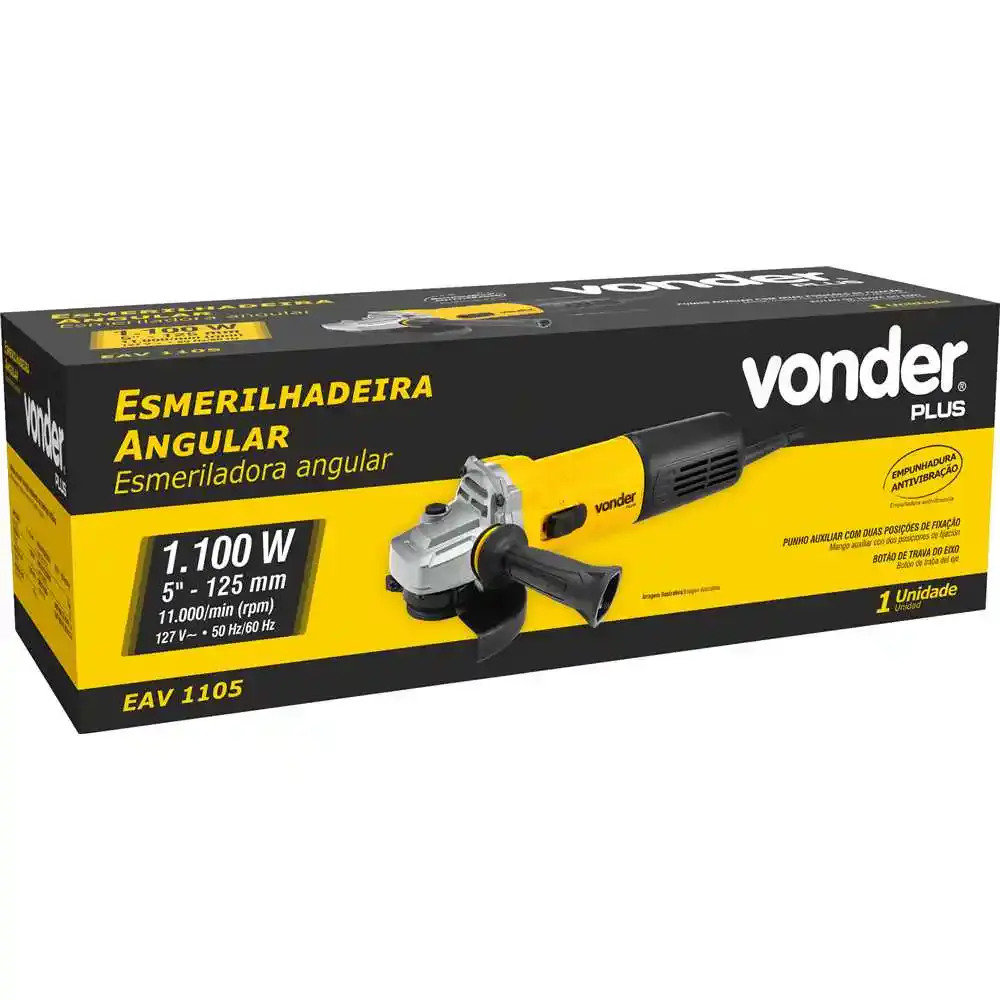 Esmerilhadeira angular 5 POL 1100W eav 1105 vonder 220 V Vonder Cross — fotografia 10