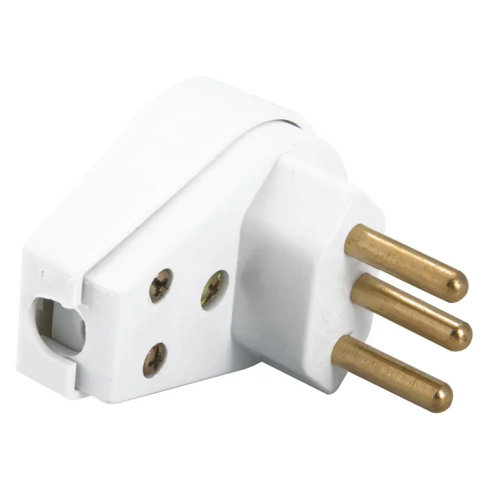 Plugue angular 2P+T 20A 250V branco Tramontina — fotografia de referência