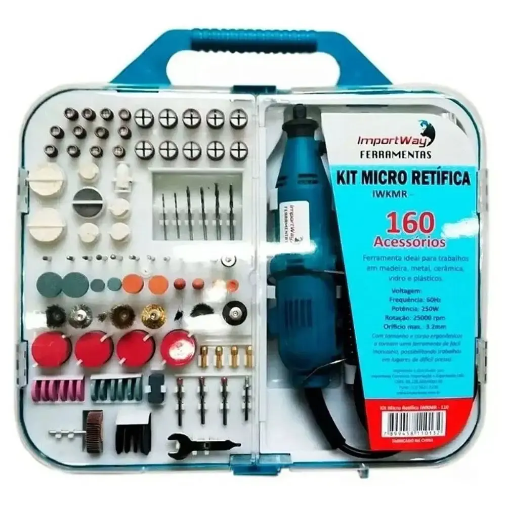 Micro retifica com maleta e kit 160 peças iwkmr ImportWay 110 V — fotografia 10