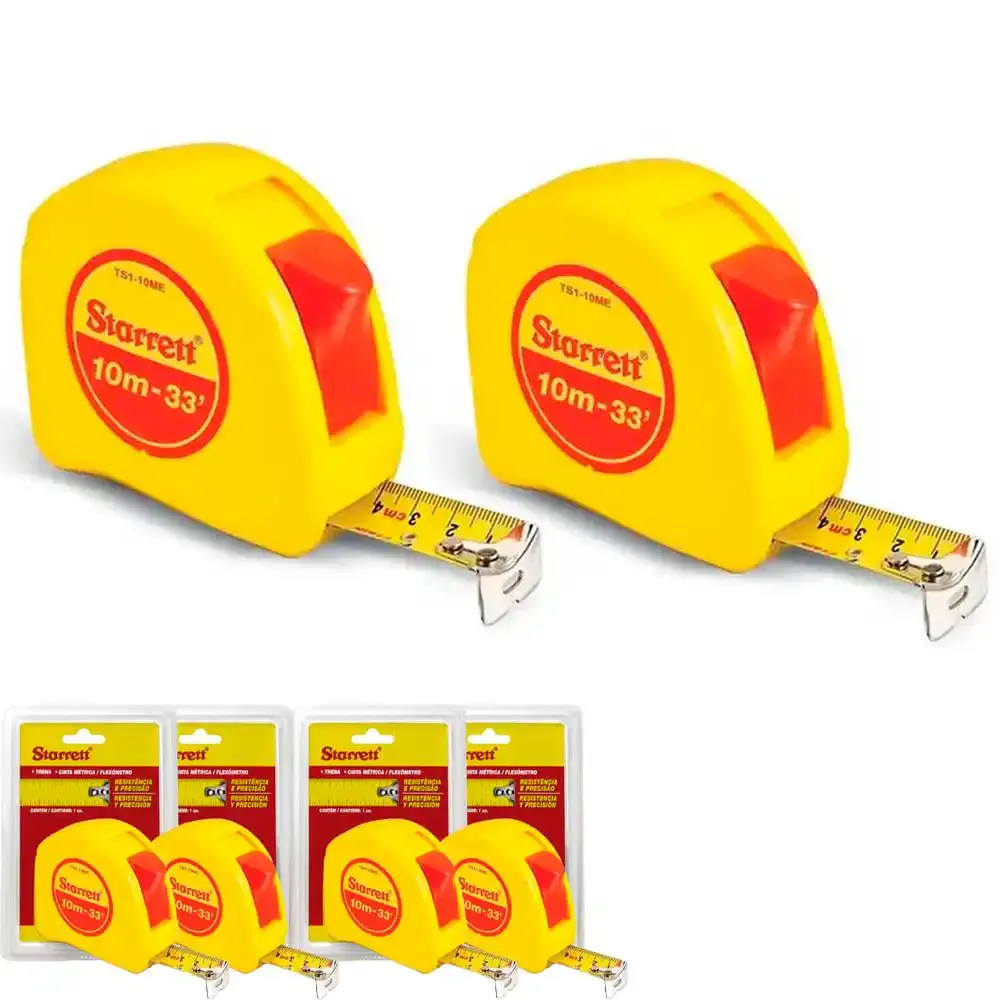Trena de aço 10 metros com trava kit com 6 peças KTS1-10ME-S Starrett — fotografia de referência