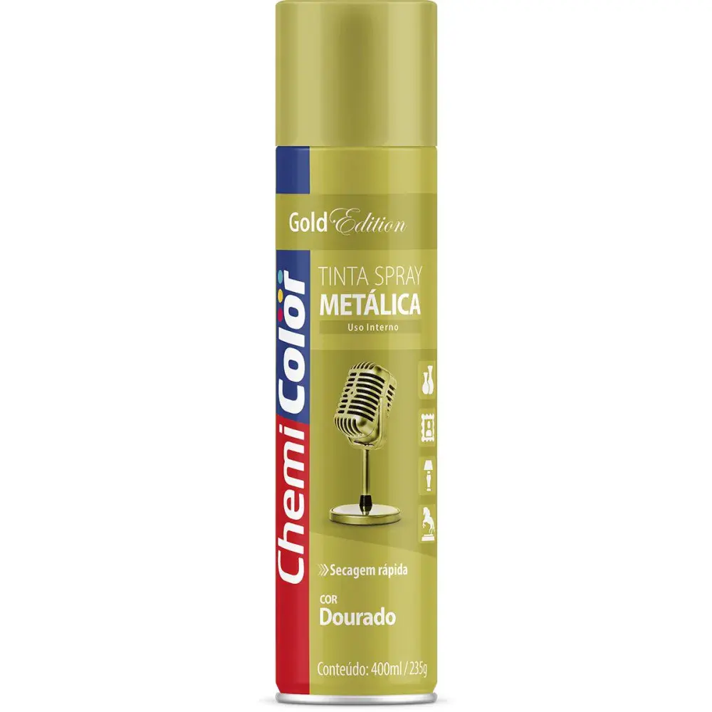 Tinta spray metálica Chemicolor 380ML/235G dourada