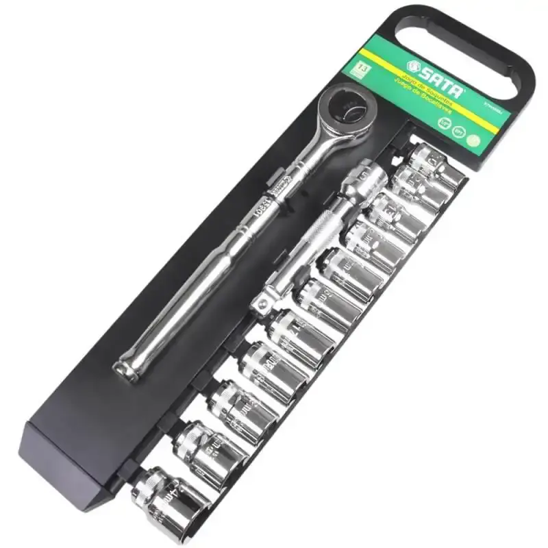 Jogo de soquete sextavado de 10 a 24 MM encaixe 1/2 POL com 13 peças ST09525SJ Sata — fotografia de referência