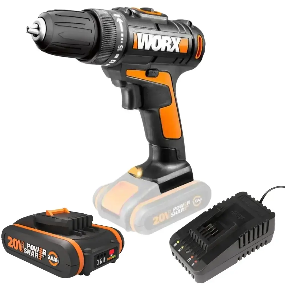 Parafusadeira e furadeira 30NM com bateria 20V 2,0AH e carregador bivolt worx Positec
