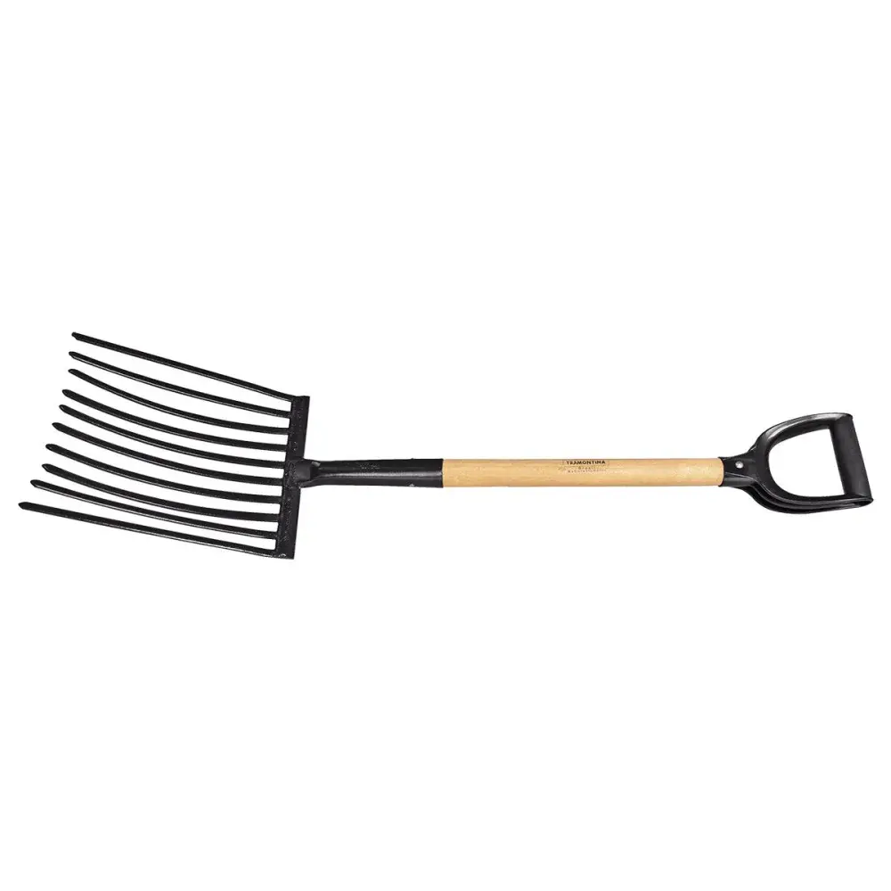 Forcado para cascalho 10 dentes cabo madeira 71CM Tramontina — fotografia de referência