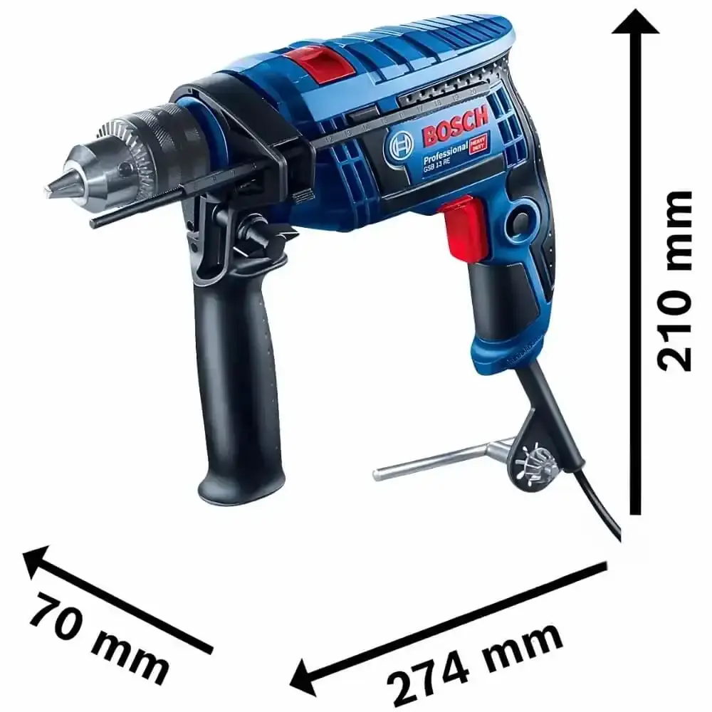 Furadeira de impacto 750W GSB 13 RE com estojo de brocas e pontas x-line 33 peças Bosch 220 V — fotografia 5