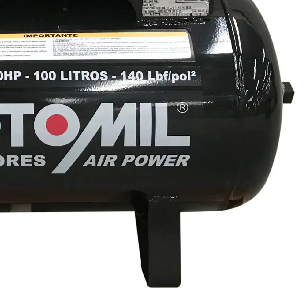 Compressor de ar 10 pés 2,0 HP 100 litros 2 pistões CMV-10PL|100A profissional MotoMil 220 V — fotografia 5
