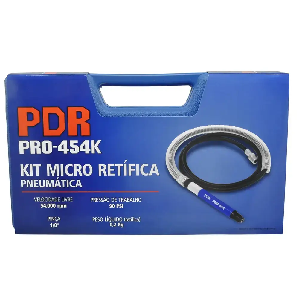 Kit Micro Retifica Pneumática 0,25HP Kit pinça 1/8 Pol PRO 454K LDR2 — fotografia 4