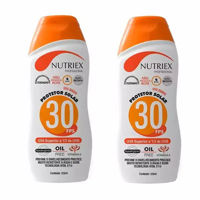 Protetor solar FPS 30 120ML bisnaga com 2 unidades Nutriex