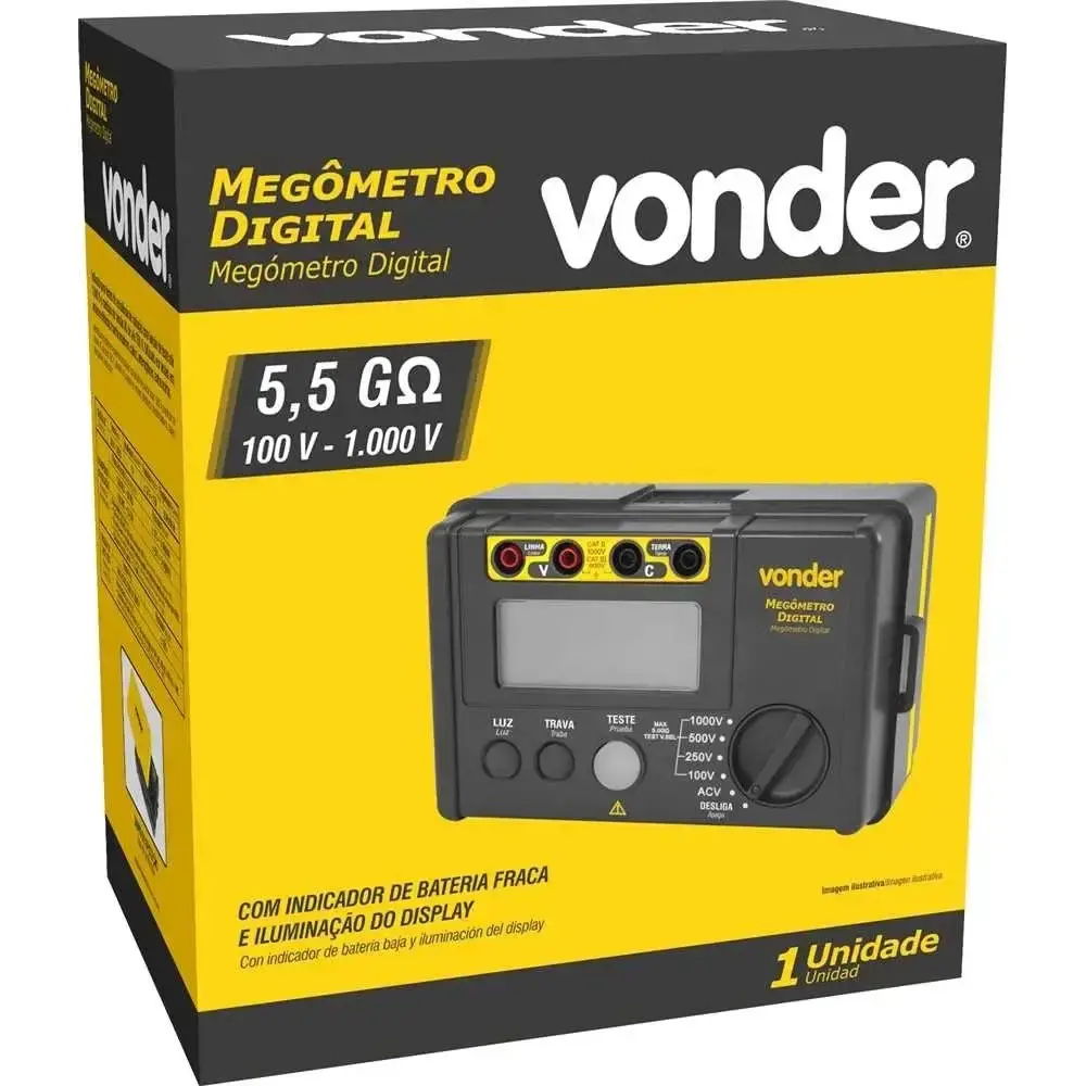 Megômetro digital 5,5G OHM 100V a 1.000V Vonder — fotografia 3