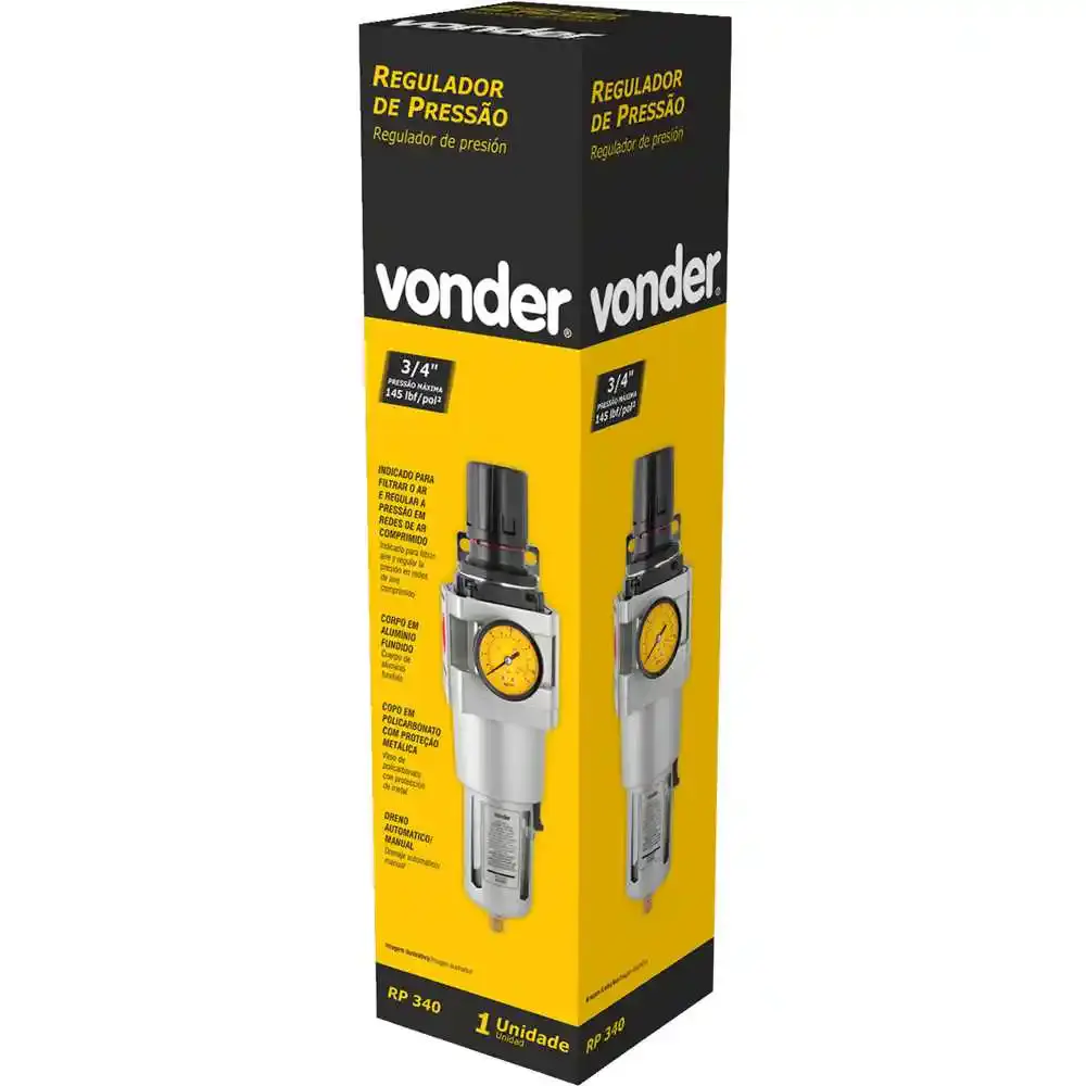 Filtro regulador de pressão 3/4 POL RP 340 Vonder — fotografia 2