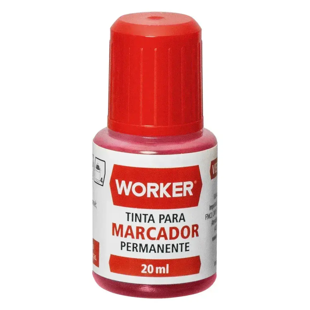 Tinta marcador permanente vermelho com 20ML da Worker — fotografia 3