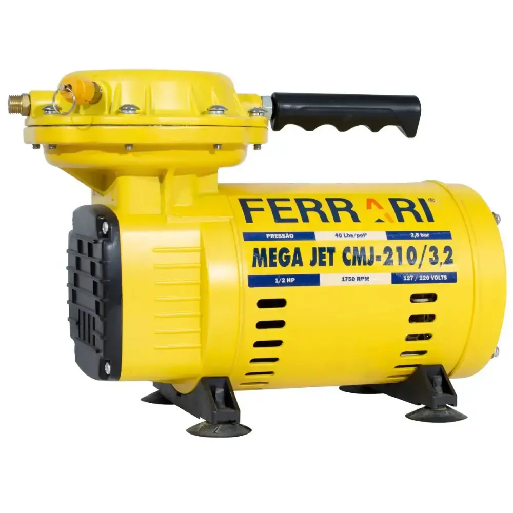 Compressor ar direto 1/2 HP mega JET CMJ-210/3.2 bivolt com kit Ferrari — fotografia 3