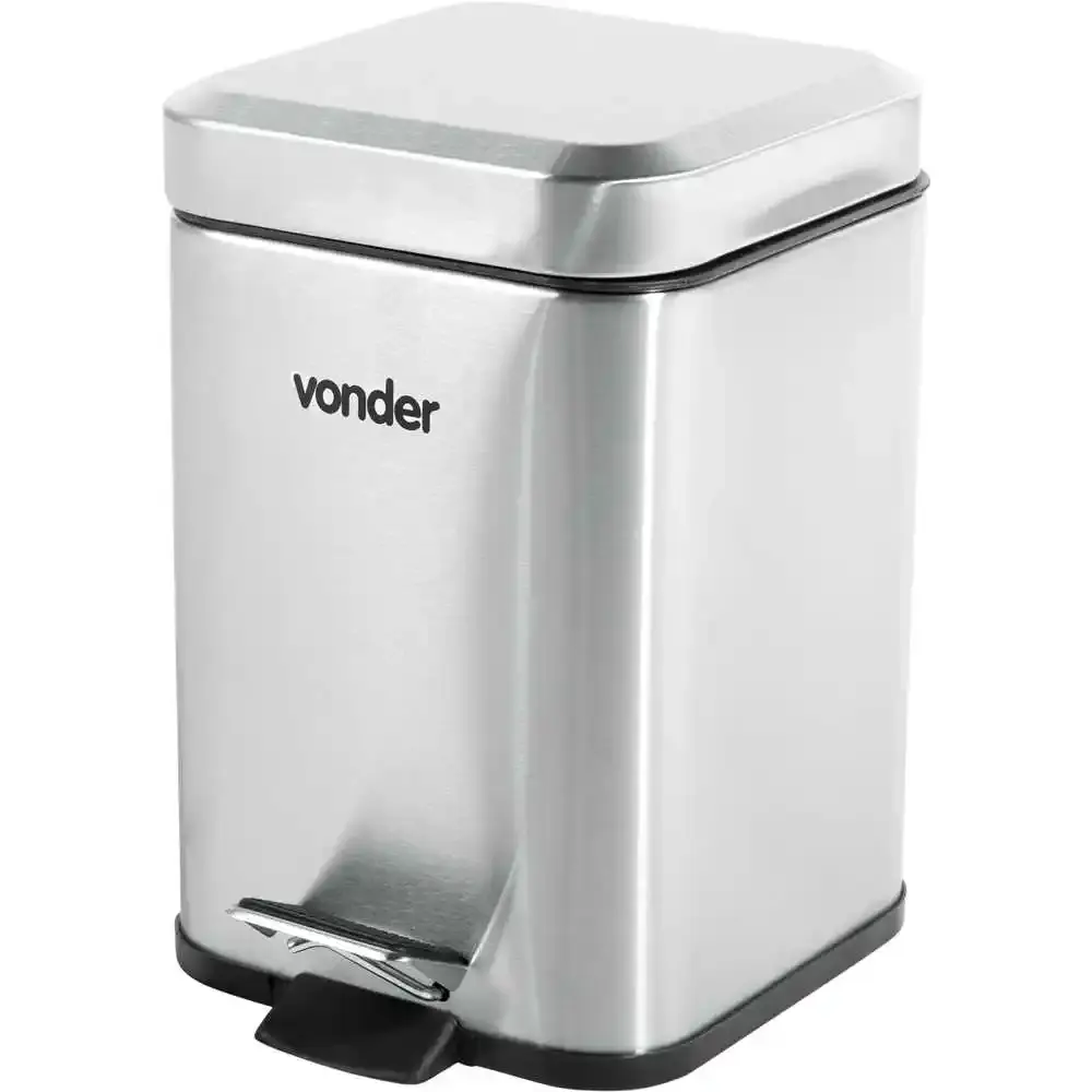 Lixeira retangular 3 litros em inox Vonder
