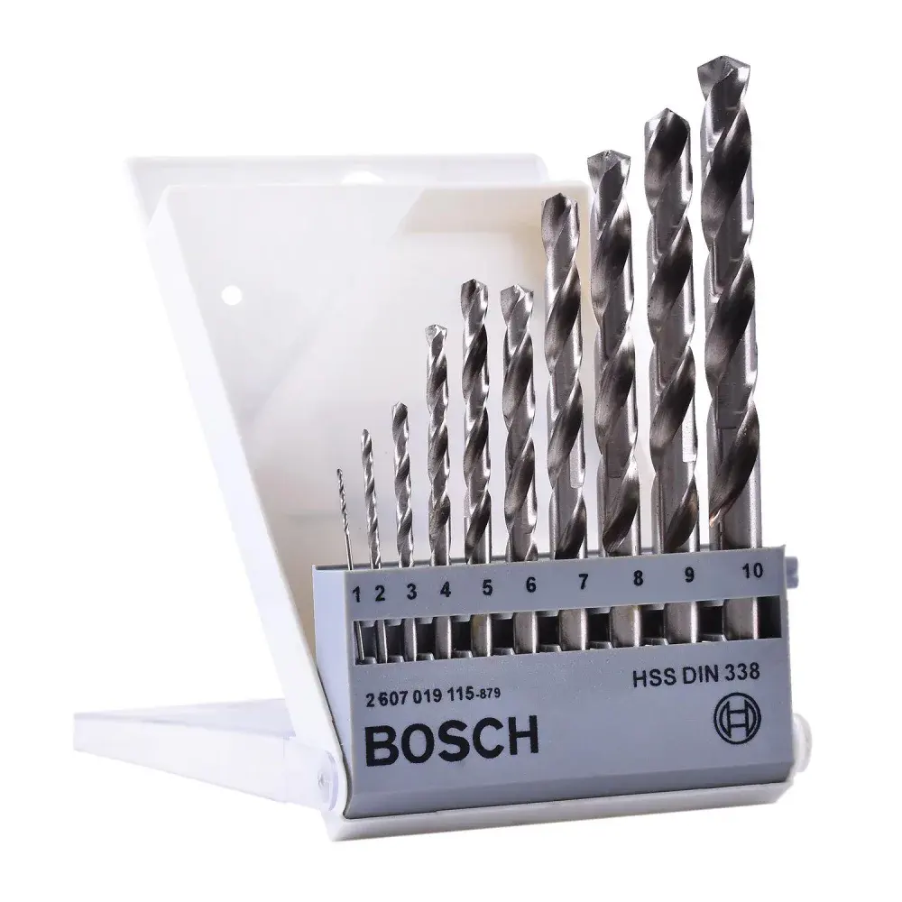 Jogo brocas aço rápido hss-g 1 à 10 mm Bosch - 10 peç — fotografia de referência