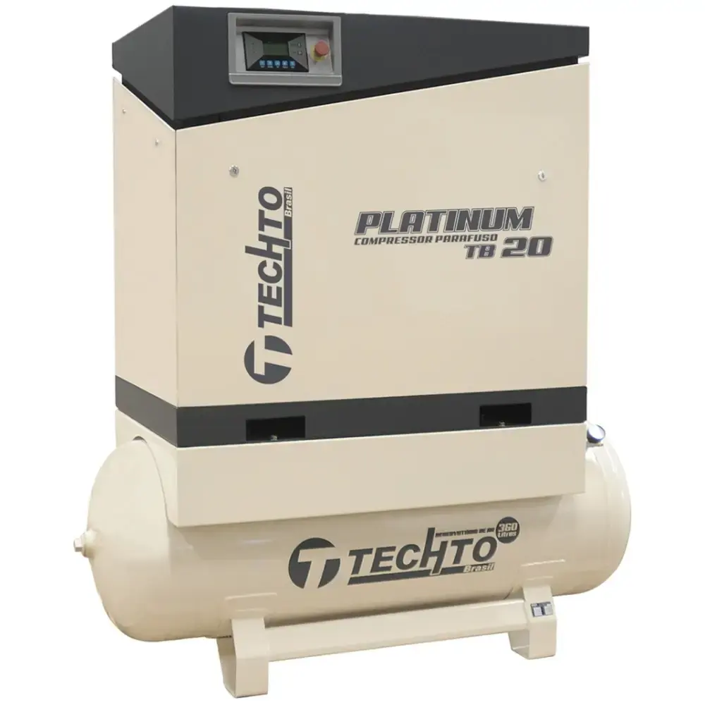 Compressor de parafuso platinum com reservatório 360L 20HP 10BAR 380V TB20 techto