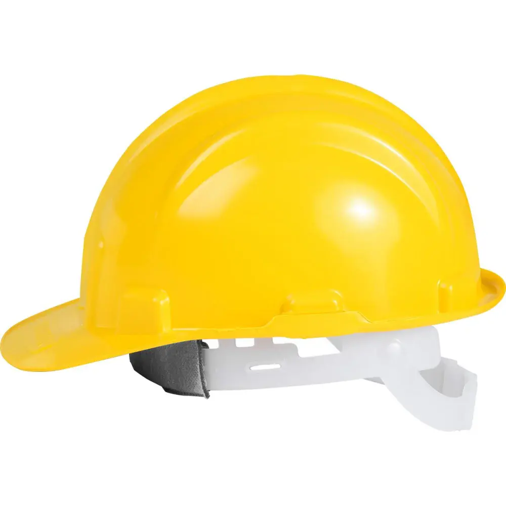 Capacete de proteção amarelo com carneira e aba frontal Worker — fotografia 4