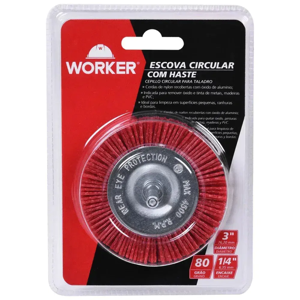 Escova circular nylon 3 com haste Worker — fotografia 5