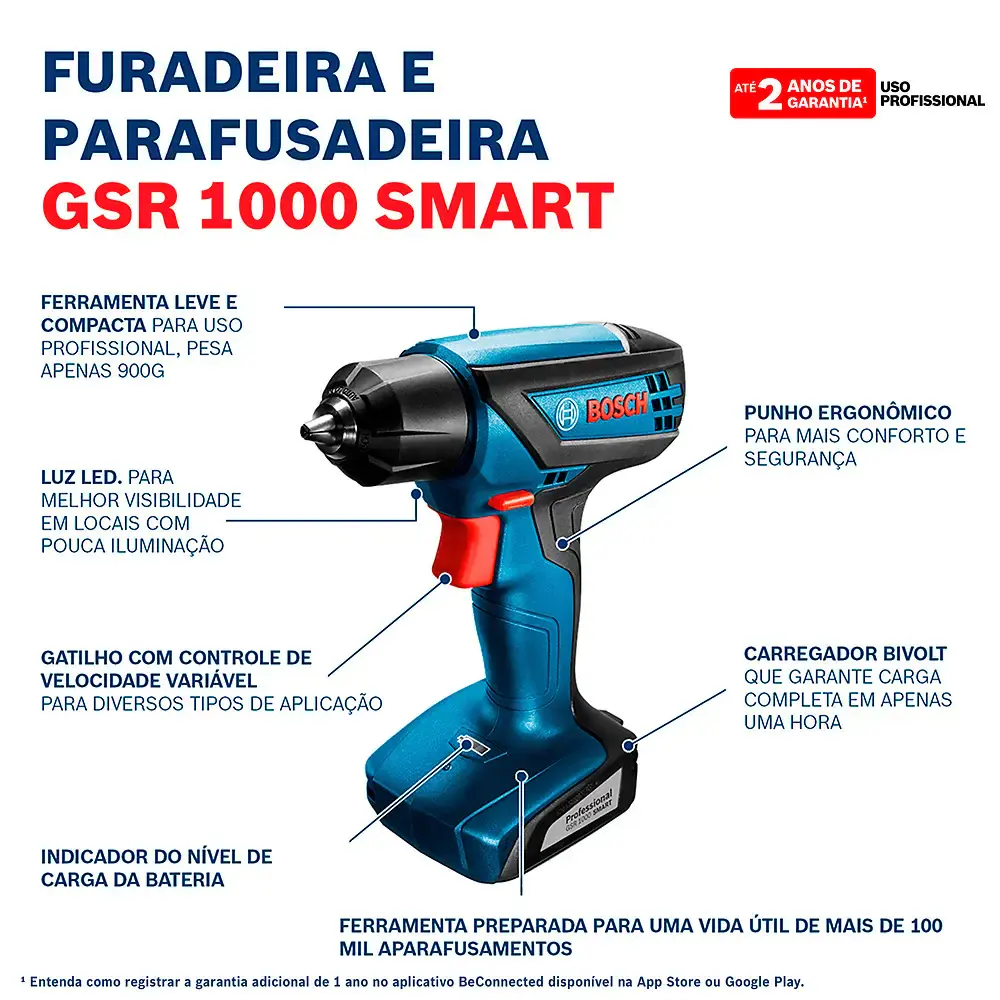Parafusadeira e furadeira GSR1000 com estojo de brocas Bosch — fotografia 5