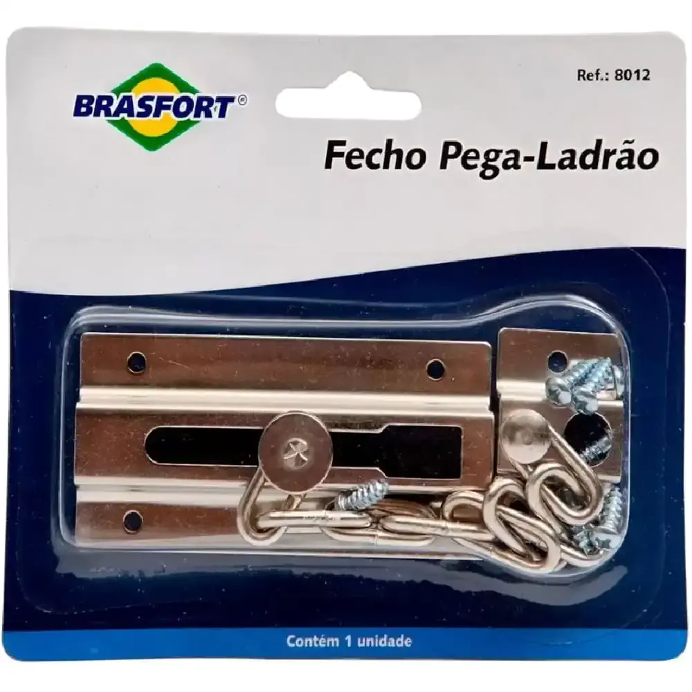 Fecho pega ladrão cromado 8012 Brasfort — fotografia 4