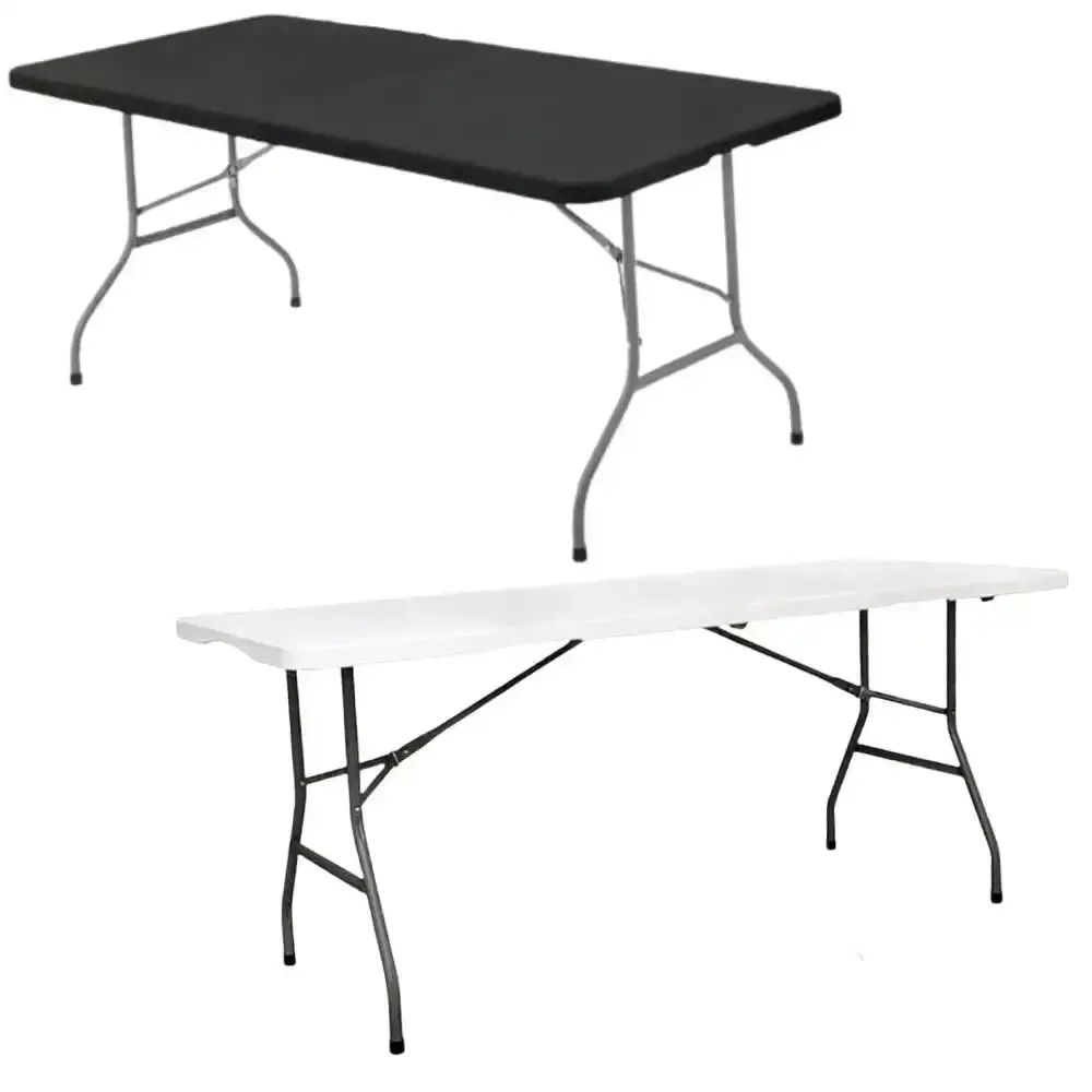Mesa Dobrável Vira Maleta com Alça 180 × 70 CM Portátil até 150 KG ZELT Branco — fotografia 5