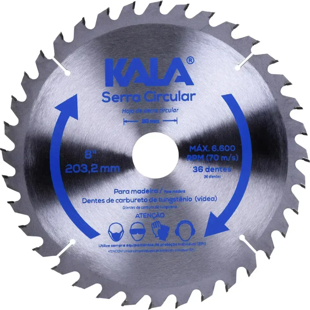 Disco serra circular 8” para madeira 36 dentes 6600RPM Kala — fotografia 4