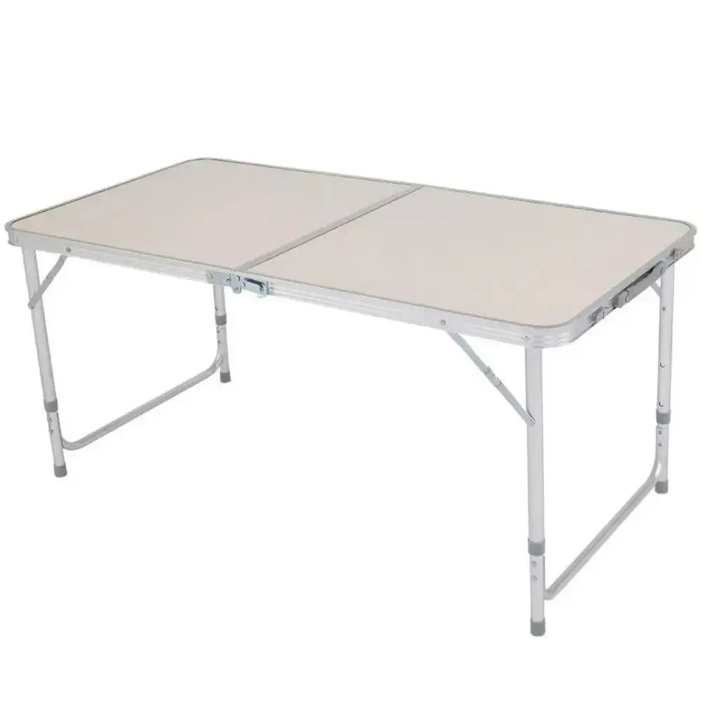 Mesa dobrável portátil alumínio e MDF tipo maleta 120X60 CM com 4 banquetas avulsas Zelt — fotografia 3