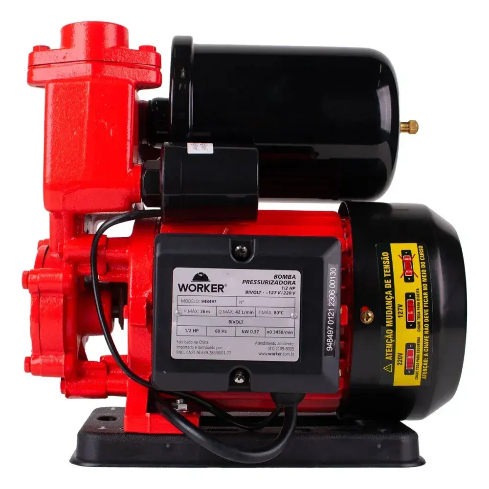 Bomba d'água pressurizadora 1/2HP 3450RPM bivolt Worker — fotografia 9
