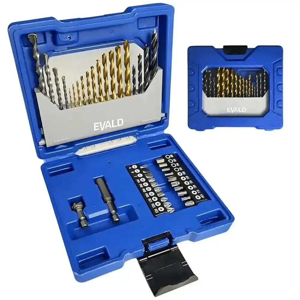 Parafusadeira de impacto bateria 18V carregador e maleta 74PÇS Makita estojo de brocas 41 pçs evald — fotografia 3