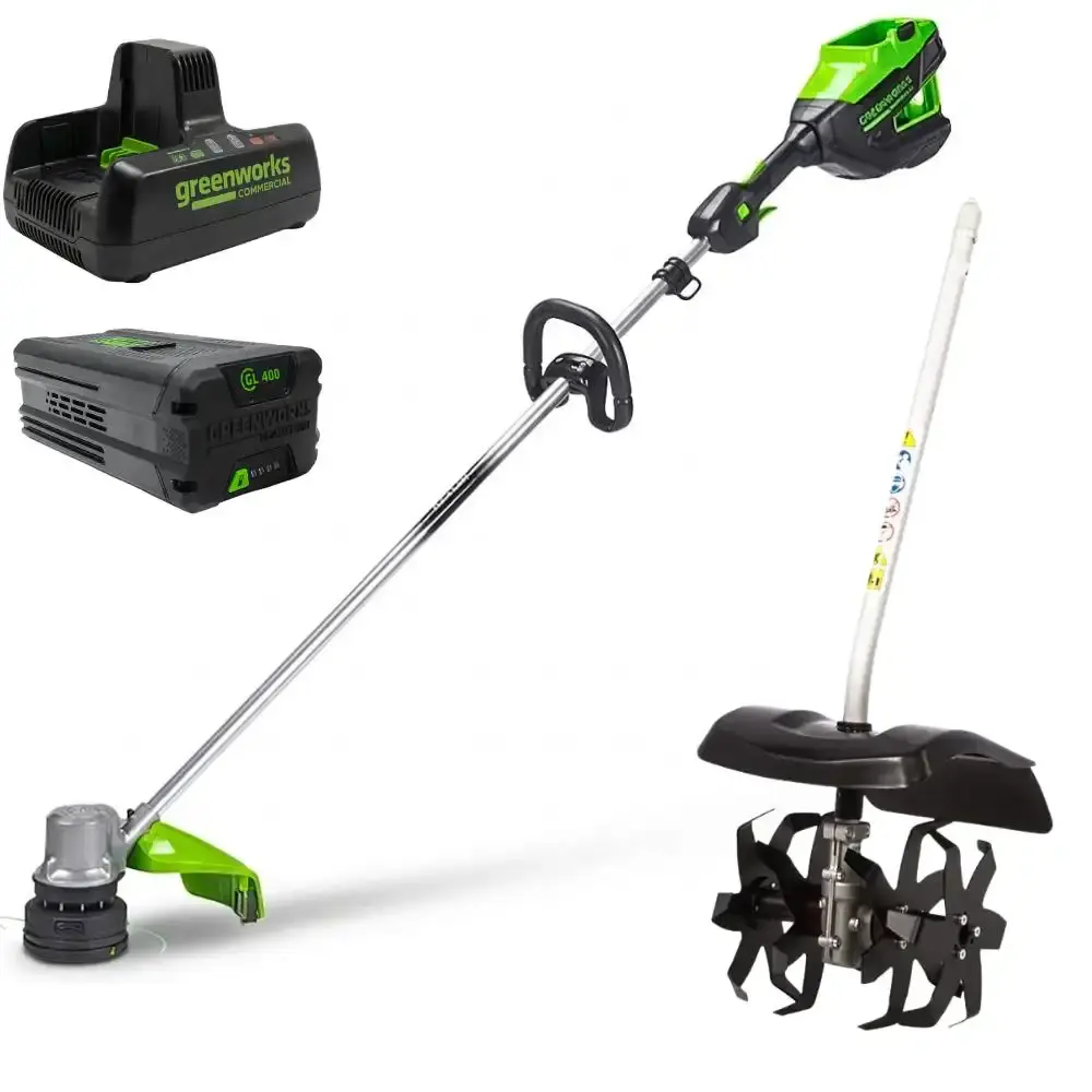 Roçadeira 82V com enxada rotativa + bateria 4,0AH + carregador bivolt Greenworks