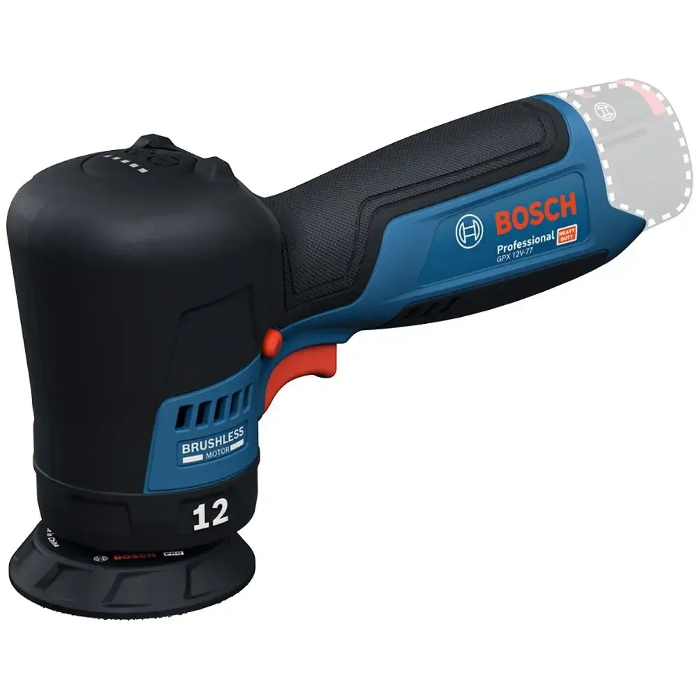Politriz excêntrica a bateria 12V 77 MM sem bateria e carregador GPX 12V-77 Bosch — fotografia de referência