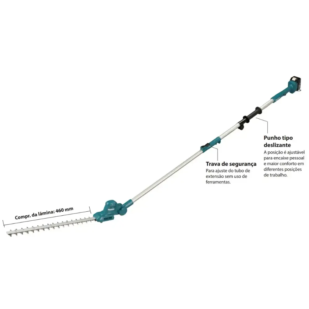 Aparador para cerca viva 460MM 18V com haste telescópica sem bateria e carregador Makita — fotografia 3