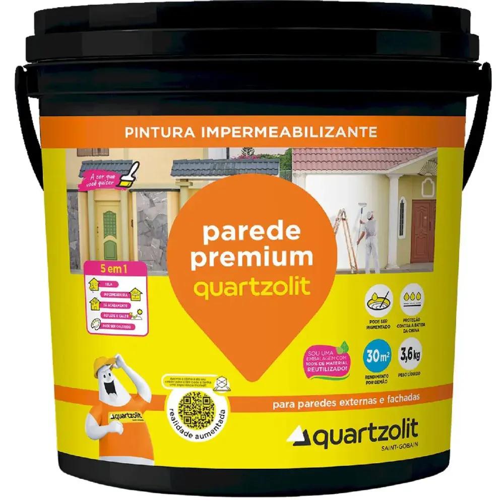 Impermeabilizante de parede premium branco 3,6KG Quartzolit — fotografia 2