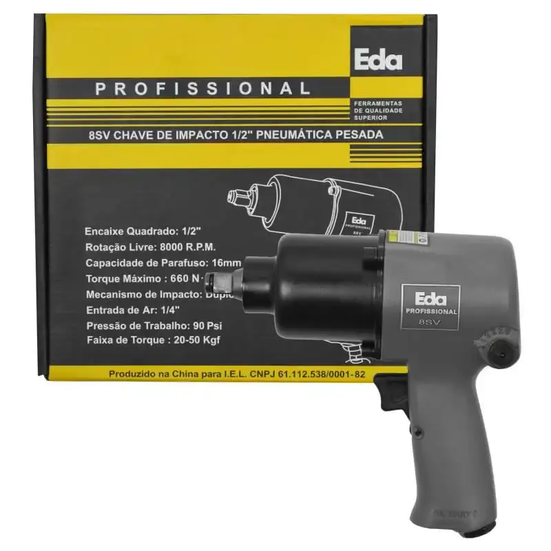 Chave de impacto pneumática 1/2 POL 51 kgf.m 8SV Eda — fotografia 3