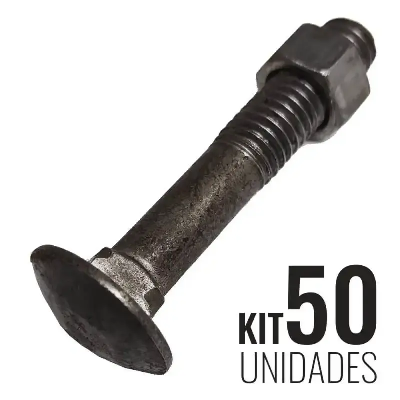 Parafuso francês 7/16 x 2.1/2 POL aço carbono com porca kit com 50 unidades Belenus