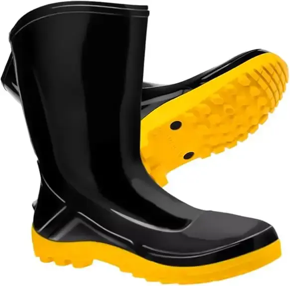 Bota ocupacional impermeável vulcaflex galocha PVC 110VFLEX-PRA | 700454 preto solado amarelo Marluvas