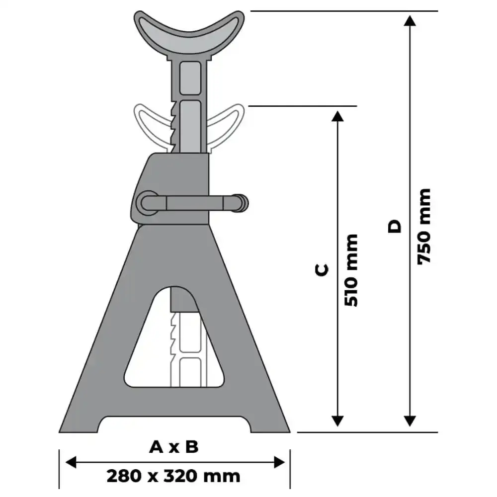 Cavalete mecânico 12 TON altura regulável 510 a 750MM CT12000 Bovenau — fotografia 4