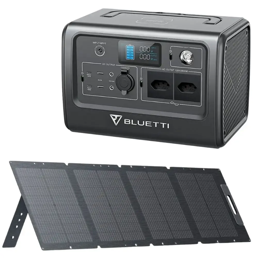 Estação armazenamento de energia portátil 800W 716WH EB70S com painel solar 220W Bluetti