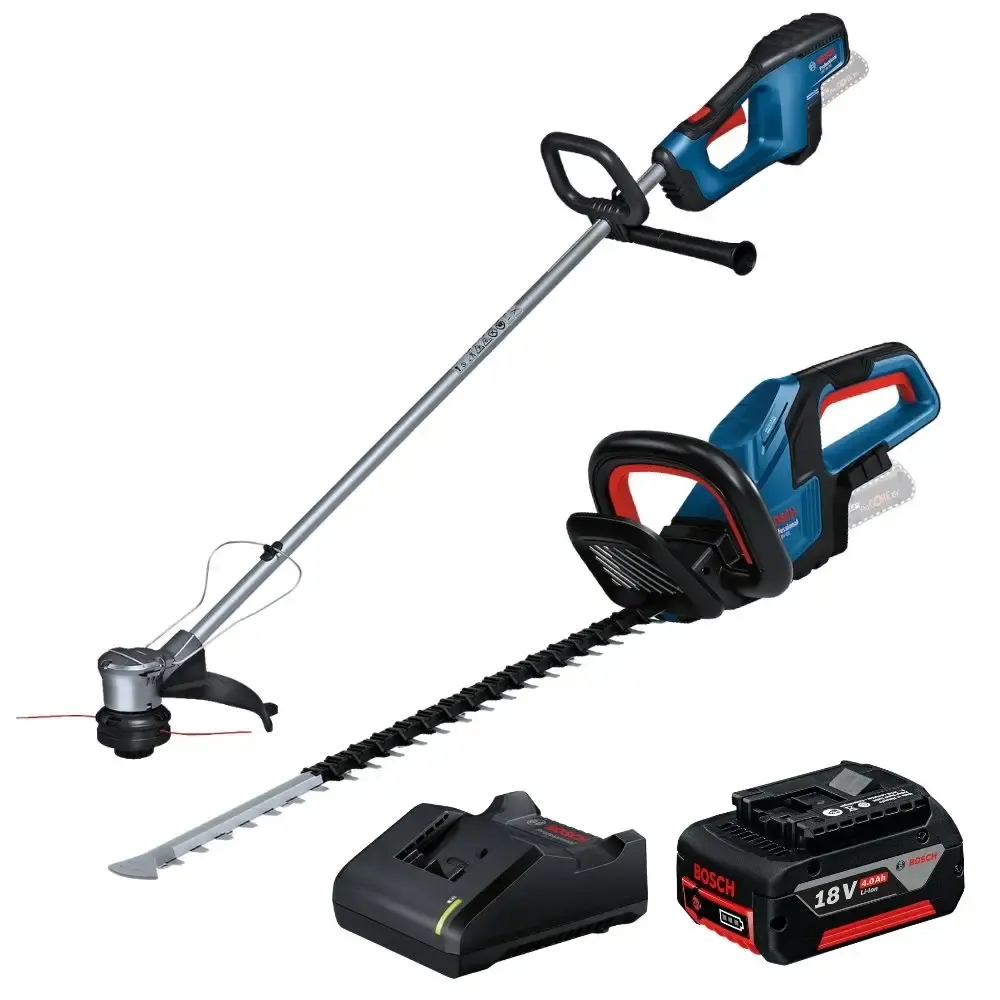 Aparador de grama GRT 18V-33 com aparador de cerca viva e bateria 18V 4,0AH carregador bivolt Bosch